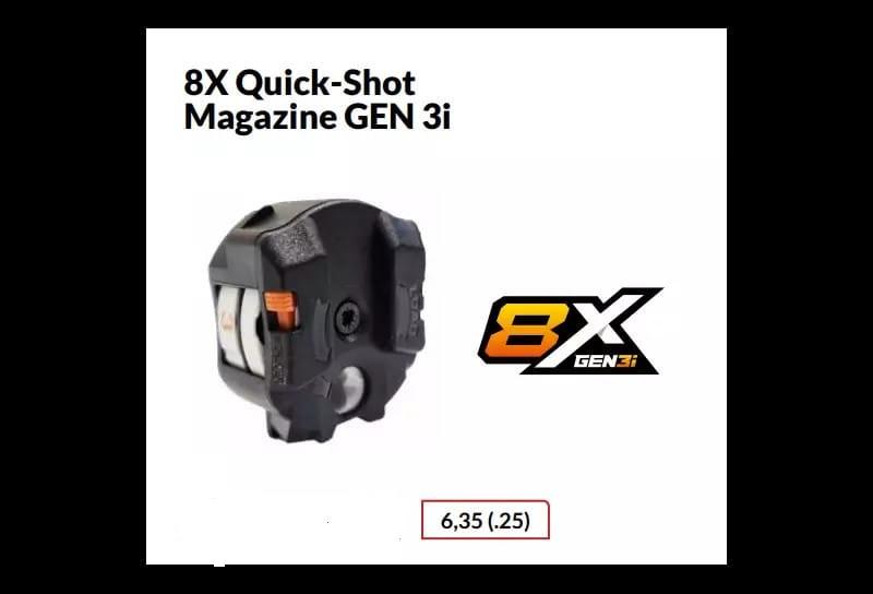 VERWACHT 16 OKTOBER  /  Magazijn 8 Schots 6,35mm Quick-Shot Gen 3i-4017-a